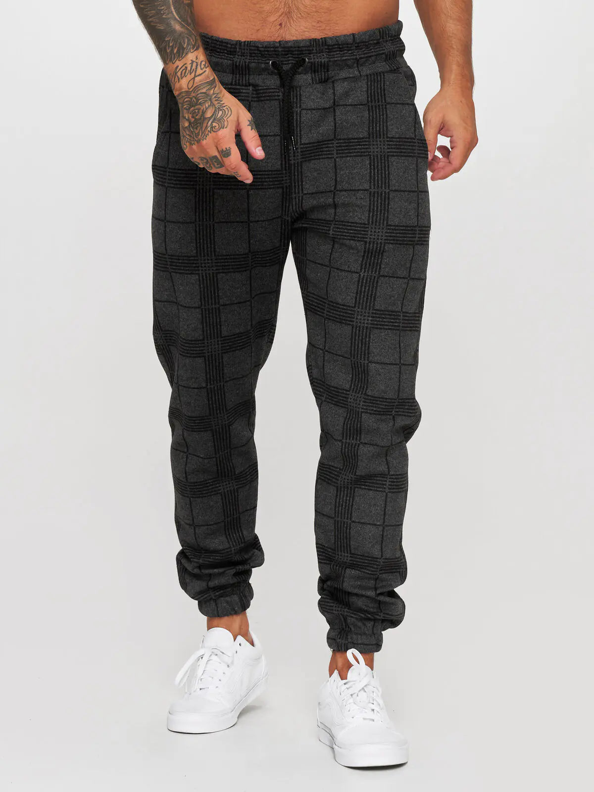 3D Checkered Digital Print Casual Pants