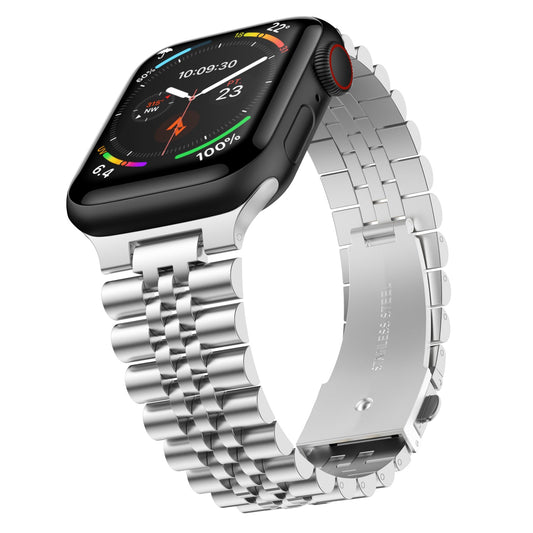 Stainless Steel Link Bracelet Band - The Perth in Silver Small - Compatible with Apple Watch Size 38mm to 41mm-0