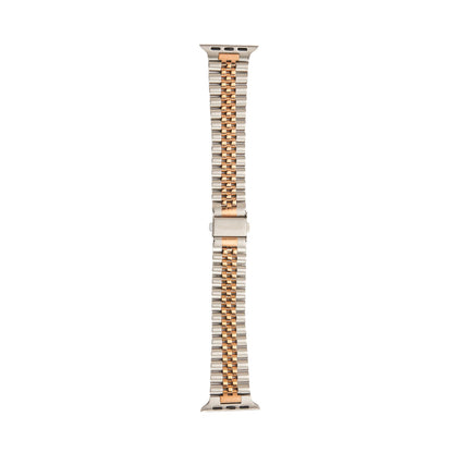 Stainless Steel Link Bracelet Band - The Perth in Silver and Rose Large - Compatible with Apple Watch Size 42mm to 45mm-1