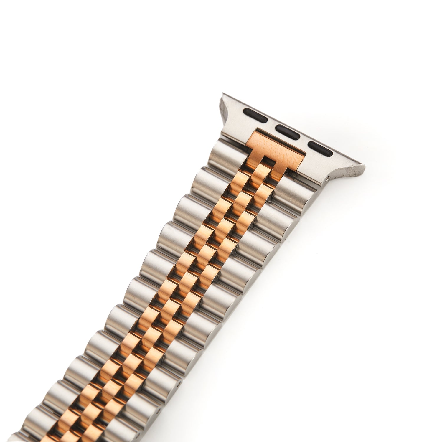 Stainless Steel Link Bracelet Band - The Perth in Silver and Rose Large - Compatible with Apple Watch Size 42mm to 45mm-2