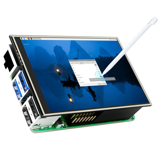 CUQI 3.5 Inch Touchscreen for Raspberry Pi 5 480 x 320 Pixel 60 FPS Mini Monitor with Stylus and Mini Fan for Raspberry Pi 3/4/5