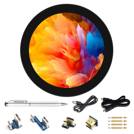 waveshare 4inch HDMI Round Touch Display 720 × 720 Resolution IPS 10-Point Touch Compatible with Raspberry Pi 5/4B/3B+/3A+/2B/B+/A+/Zero/Zero W/WH/Zero 2W Compatible with Jetson Nano and Mini PC