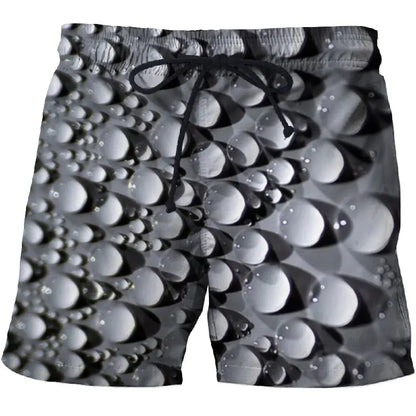Waterdrop 3D Printed Beach Shorts with Pockets
