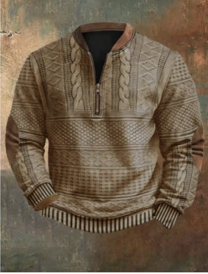 Men's 3D Printed Half-Zip Sweater