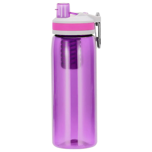 Filtered Water BottleCamping Water Purifier BottlePortable Press Water Bottle with Filter for HikingTravelSurvivalBackpacking Drinking Emergency -Pink
