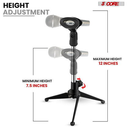 5Core Desktop Mic Stand Tripod Universal Desk Microphone Holder Table Top Stands-1