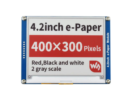 waveshare 4.2inch E-Ink Display Module Compatible with Raspberry Pi 5/4B/3B/Zero/Zero W/Zero 2W/Pico/Pico W/Pico WH 400x300 Resolution Three-Color SPI Interface
