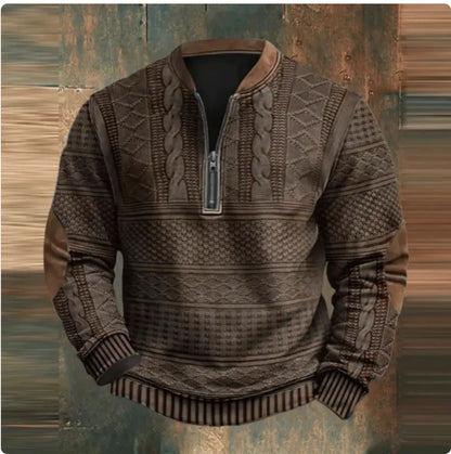 Men's 3D Printed Half-Zip Sweater