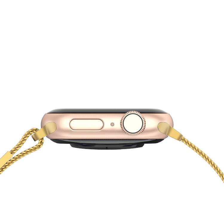 Stainless Steel Link Woven Mesh Infinite Loop Band - The Melbourne in Gold Large - Compatible with Apple Watch Size 42mm to 45mm-4