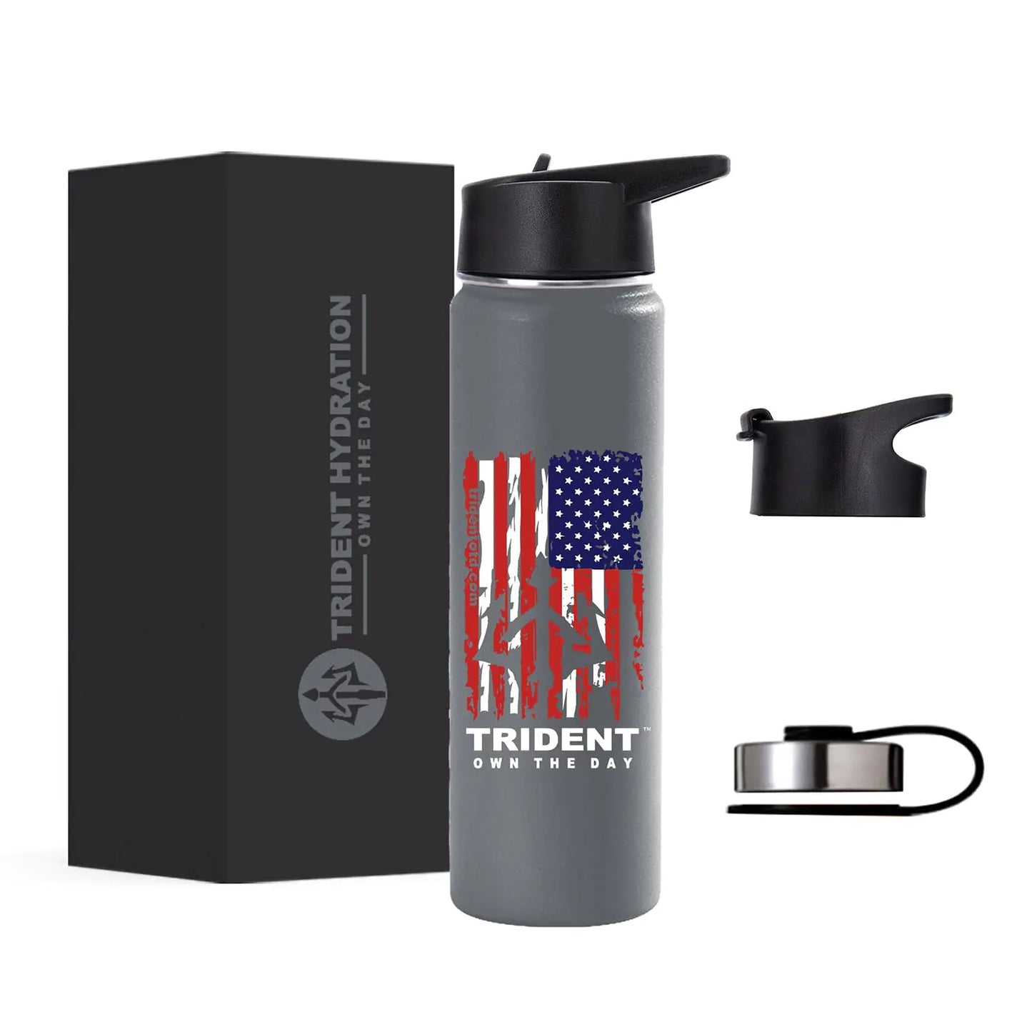 American Flag Water Bottle 21 oz Insulated Water Bottle Reusable Water Bottle with Straw Leak Proof Water Bottles Thermos Water Bottle - Retired Navy Combat Vet Small Business (Black 21 Oz)