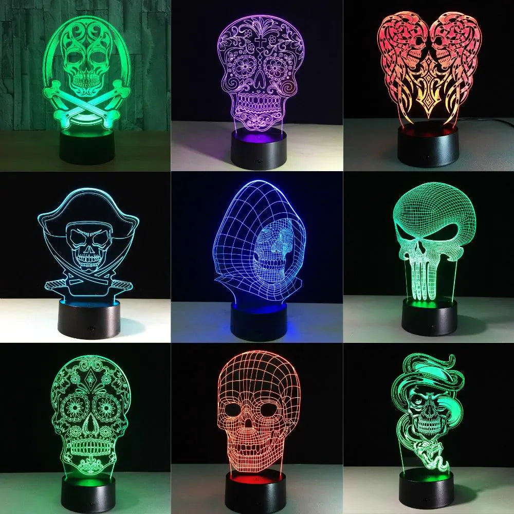 3D Skull Night Light