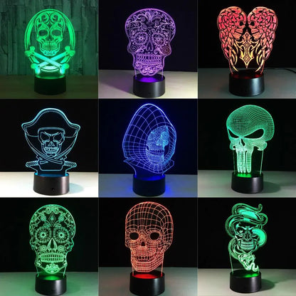 3D Skull Night Light