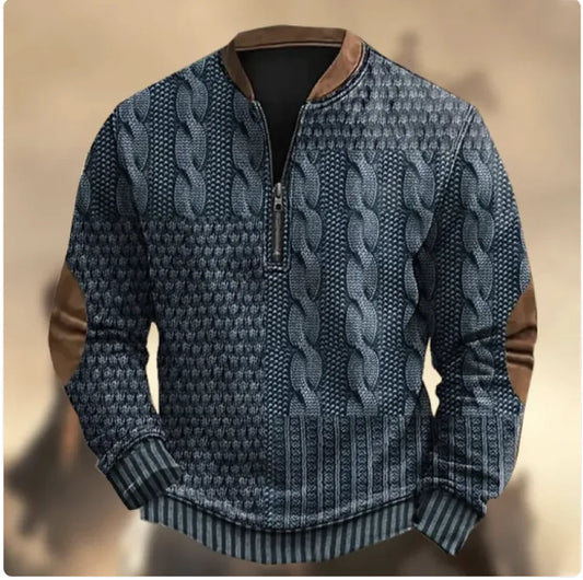 Men's 3D Printed Half-Zip Sweater
