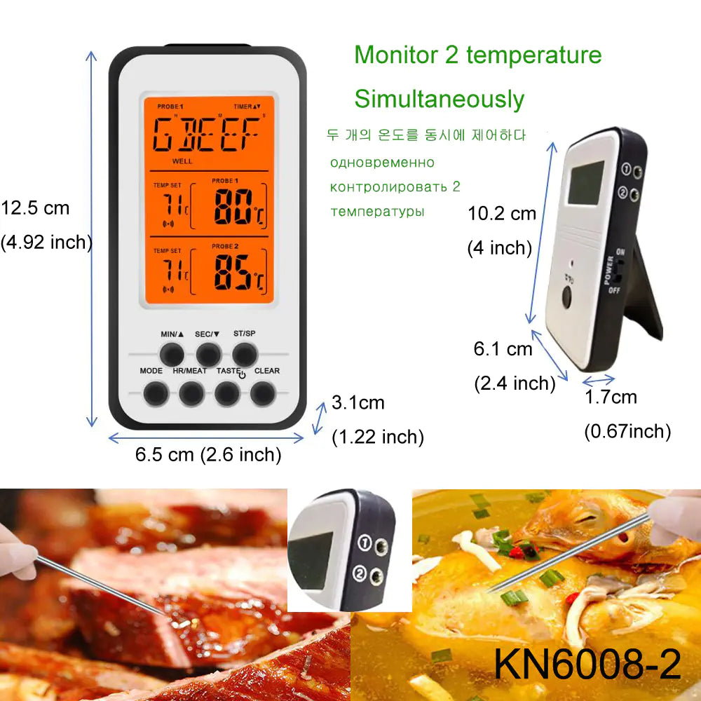 New RF Wireless Dual-Needle BBQ Thermometer