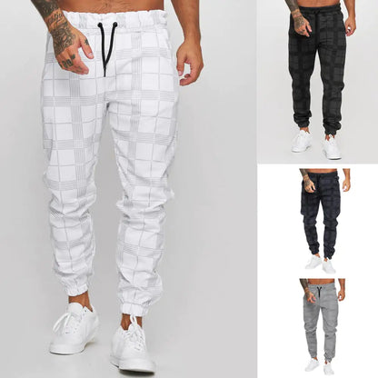 3D Checkered Digital Print Casual Pants
