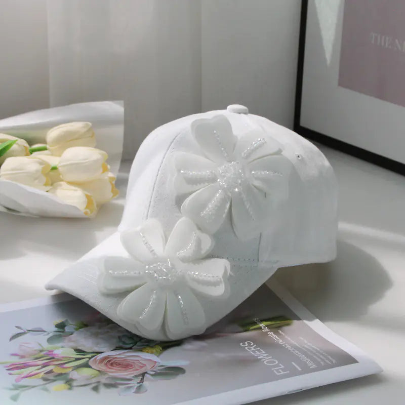 Women's 3D Crystal Flower Fashion Baseball Hat