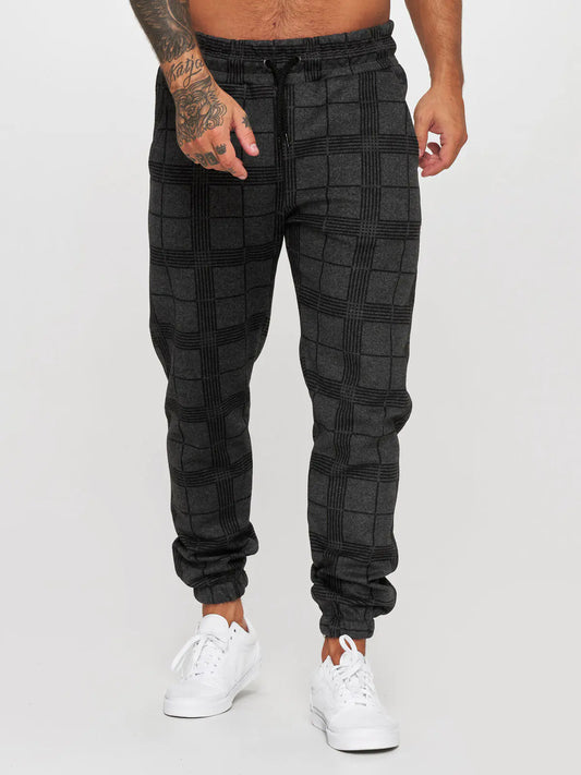 3D Checkered Digital Print Casual Pants