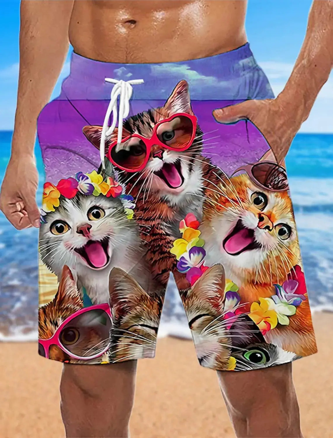 3D Printed Pattern Men's Loose Beach Pants