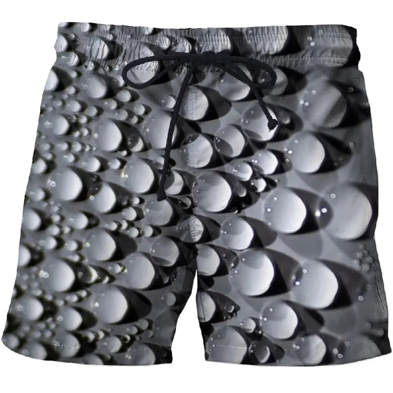 Waterdrop 3D Printed Beach Shorts with Pockets