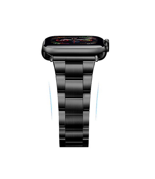 Stainless Steel Link Bracelet Band - The Sydney in Black Large - Compatible with Apple Watch Size 42mm to 45mm-0