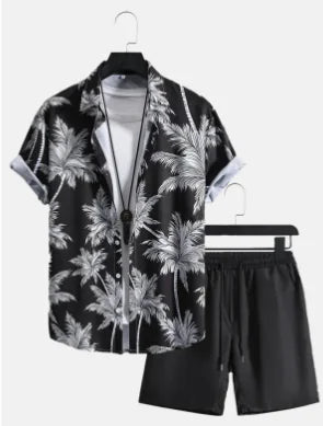 Men's 3D Print Beach Shirt & Shorts Set