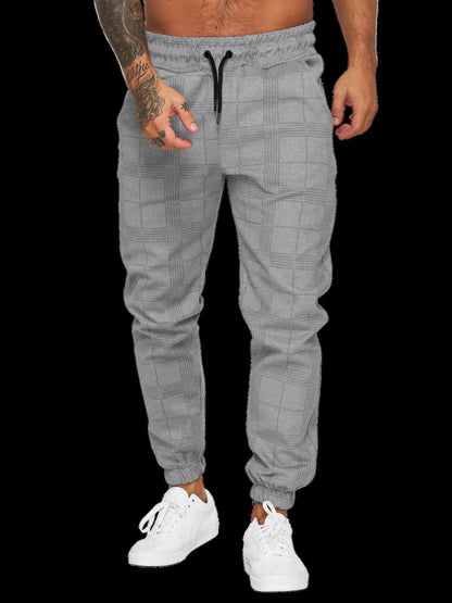 3D Checkered Digital Print Casual Pants