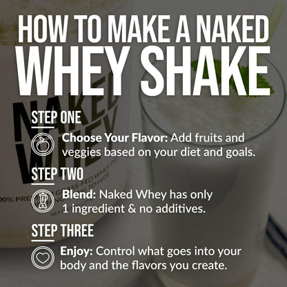 Naked Whey 2LB 100% Grass Fed Whey Protein Powder - Only 1 Ingredient, Unflavore