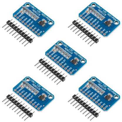 ACEIRMC ADS1115 16 Bit 16 Byte 4 Channel I2C IIC Analog-to-Digital ADC PGA Converter with Programmable Gain Amplifier High Precision ADC Converter Development Board for Arduino Raspberry Pi (5pcs)