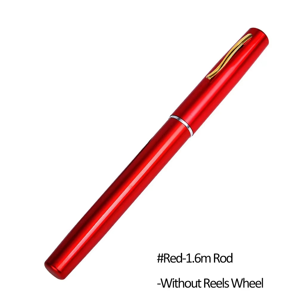1M-1.6M Pen Style Pocket Fishing Rod Compact Telescopic Pole Lightweight Aluminum Alloy Portable Outdoor Use Fishing Gear