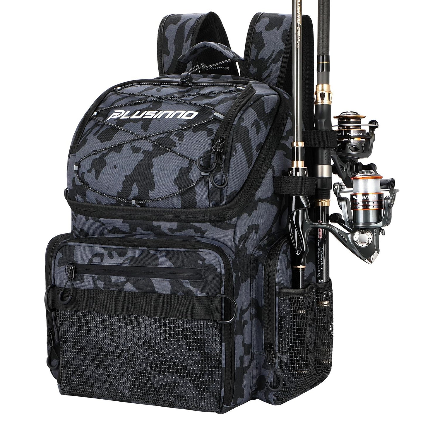 Fishing Backpack with Rod Holders & Cooler, 45L Large Water-Resistan