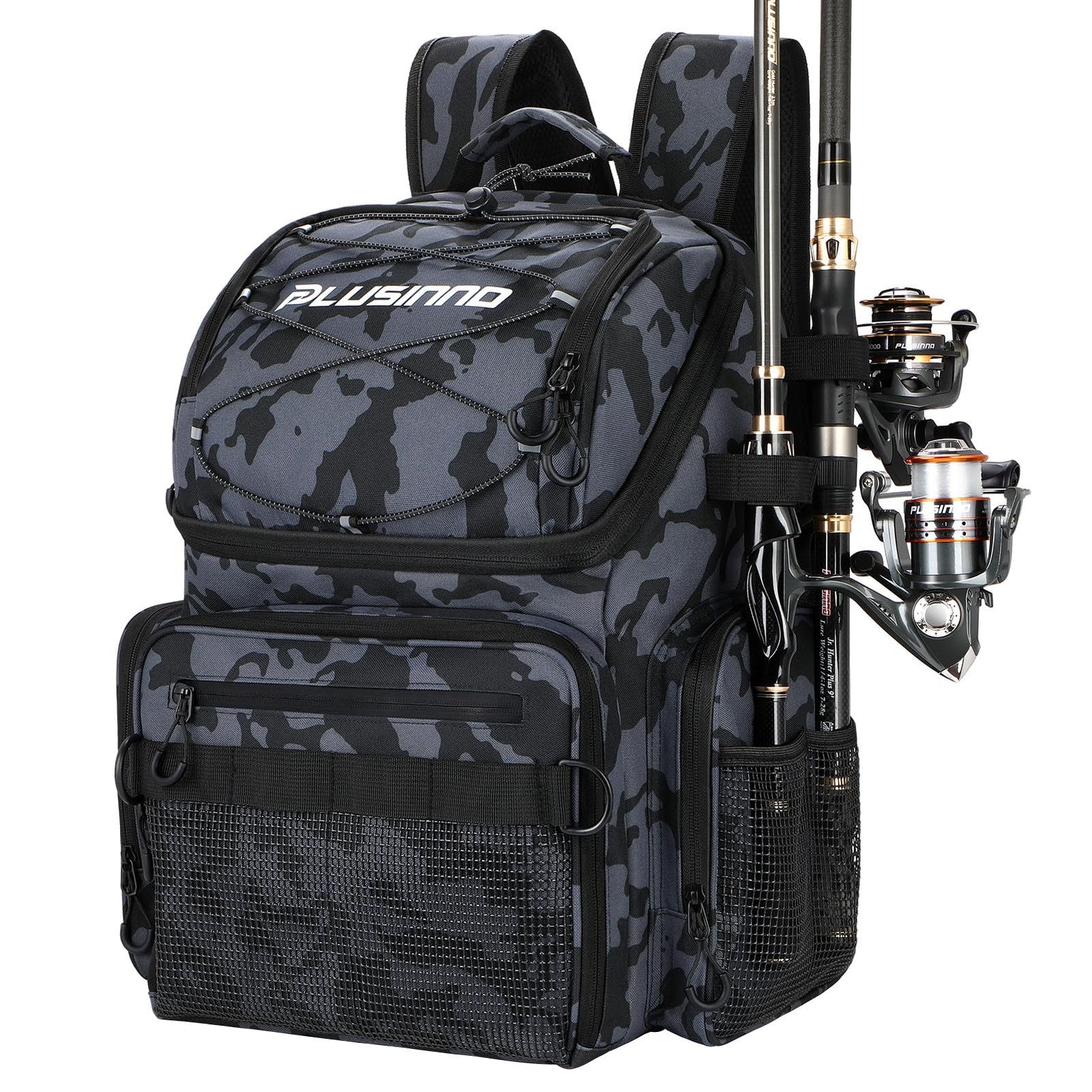 Fishing Backpack with Rod Holders & Cooler, 45L Large Water-Resistan