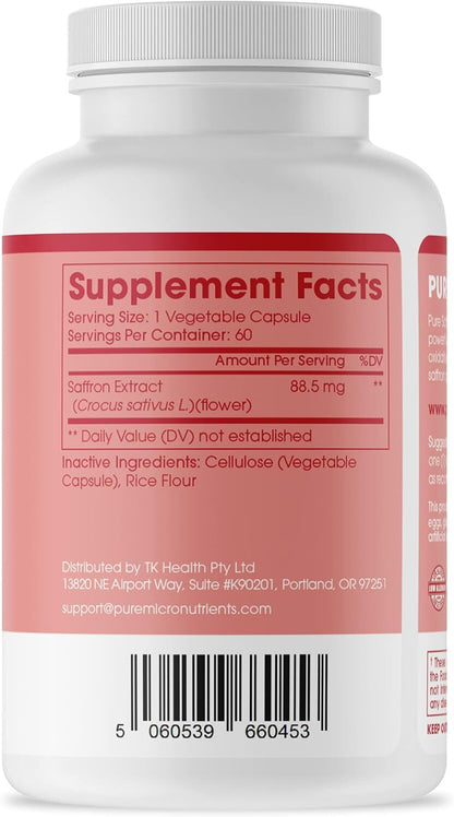 Saffron Supplements - 100% Pure Saffron Extract Capsules - Boost Energy & Mood,