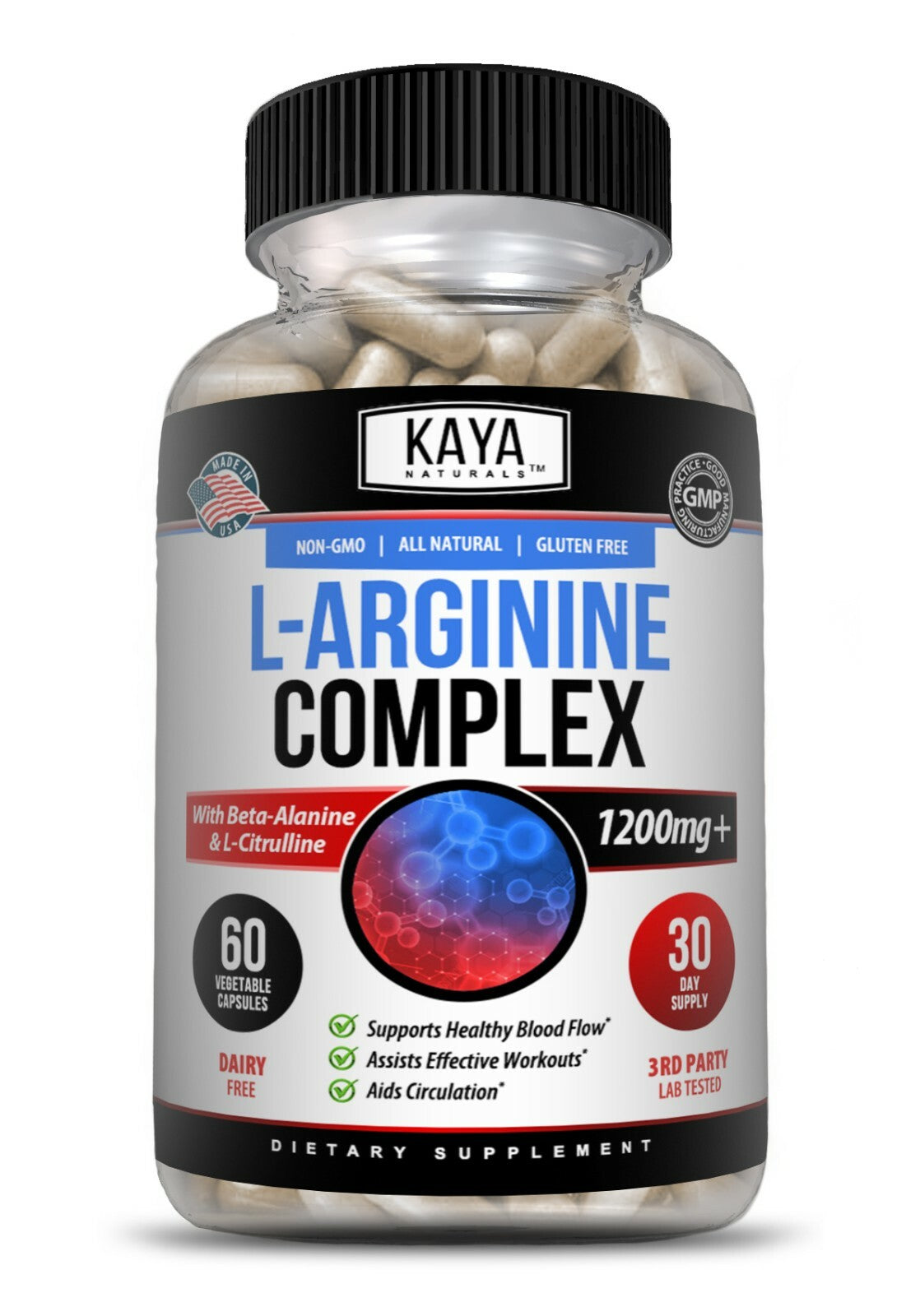 L-Arginine 60Ct, NO3, Nitric Oxide, Testosterone Booster, Libido, ED Support