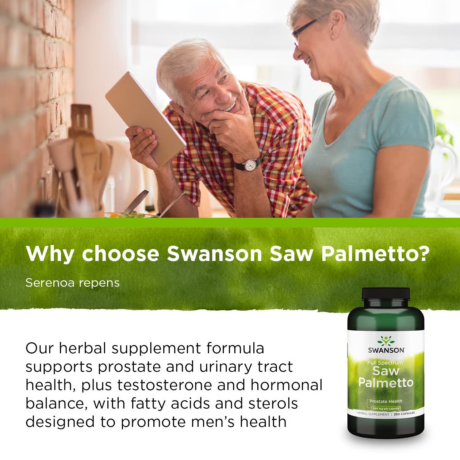Swanson Full Spectrum Saw Palmetto, Supports Prostate Health, 540 Mg, 250 Caps