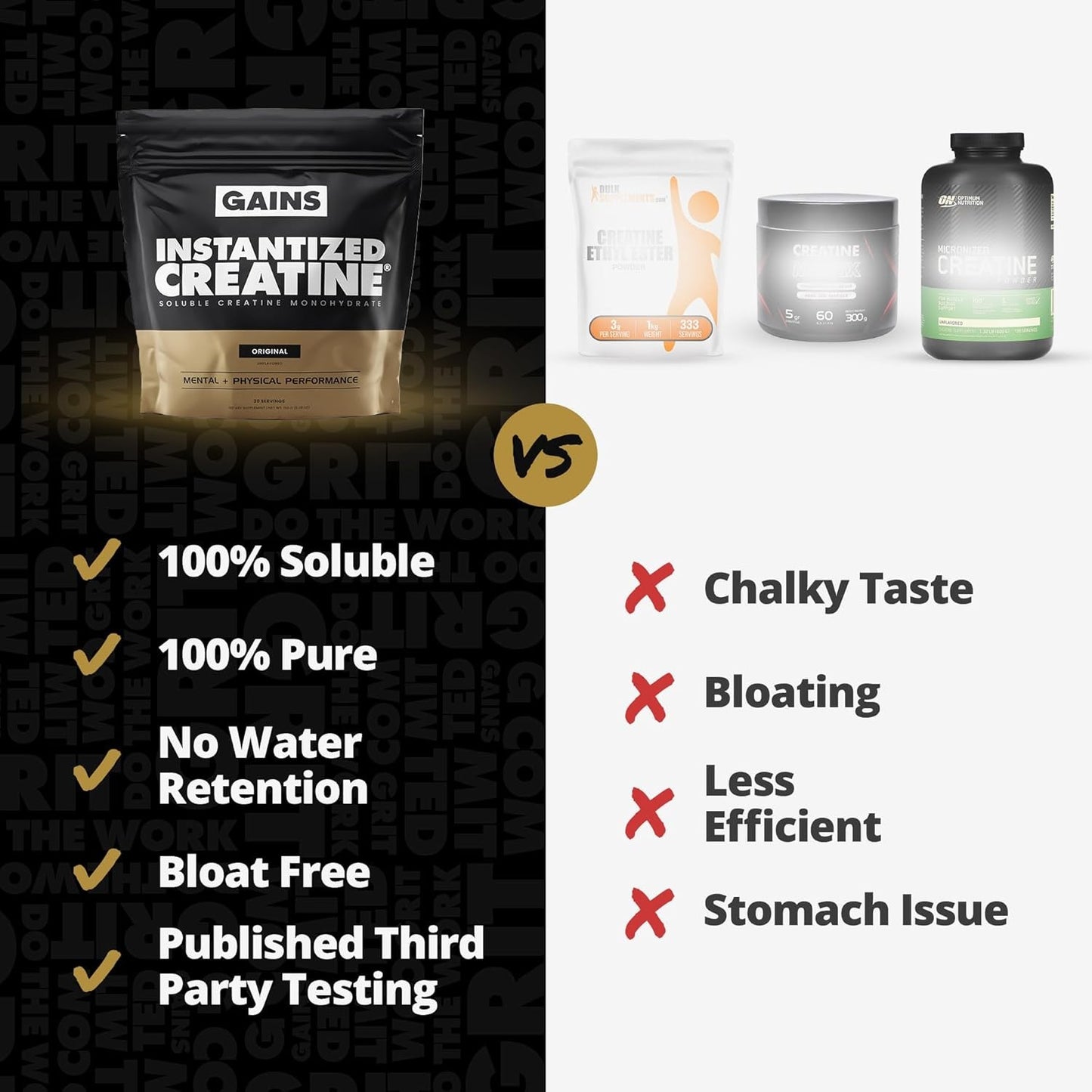 Instantized Creatine Monohydrate for Women and Men, Soluble Creatine Powder, Sup
