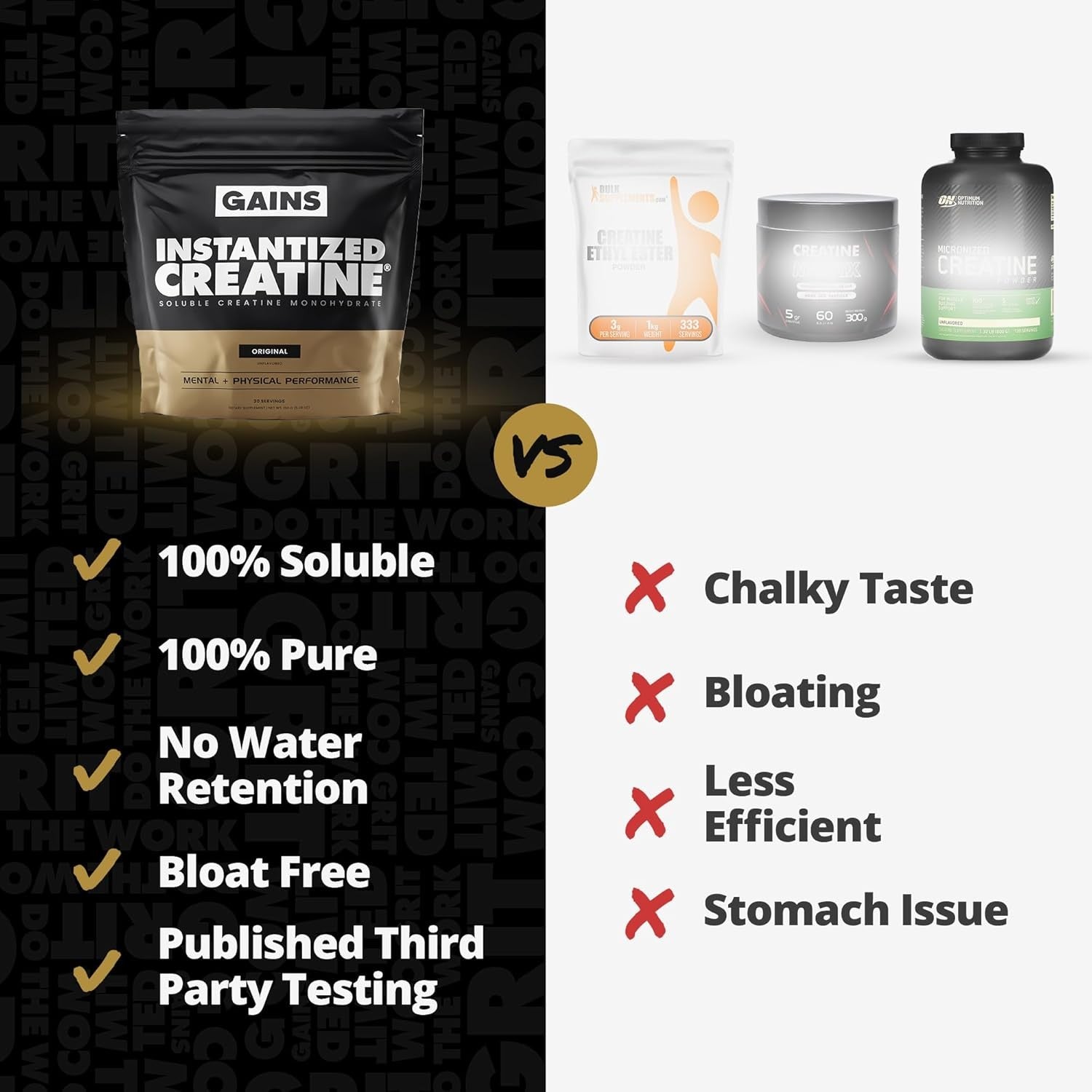 Instantized Creatine Monohydrate for Women and Men, Soluble Creatine Powder, Sup