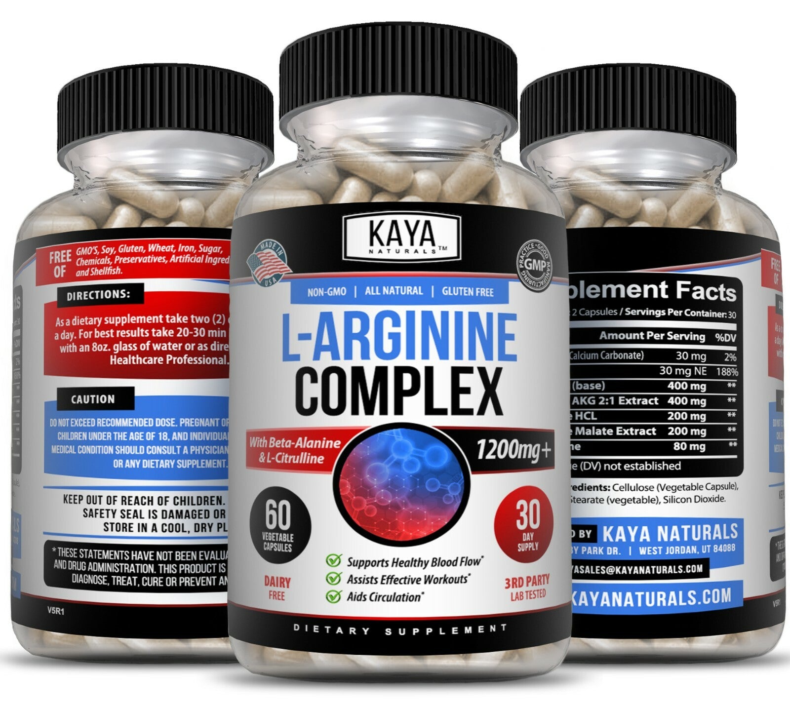 L-Arginine 60Ct, NO3, Nitric Oxide, Testosterone Booster, Libido, ED Support