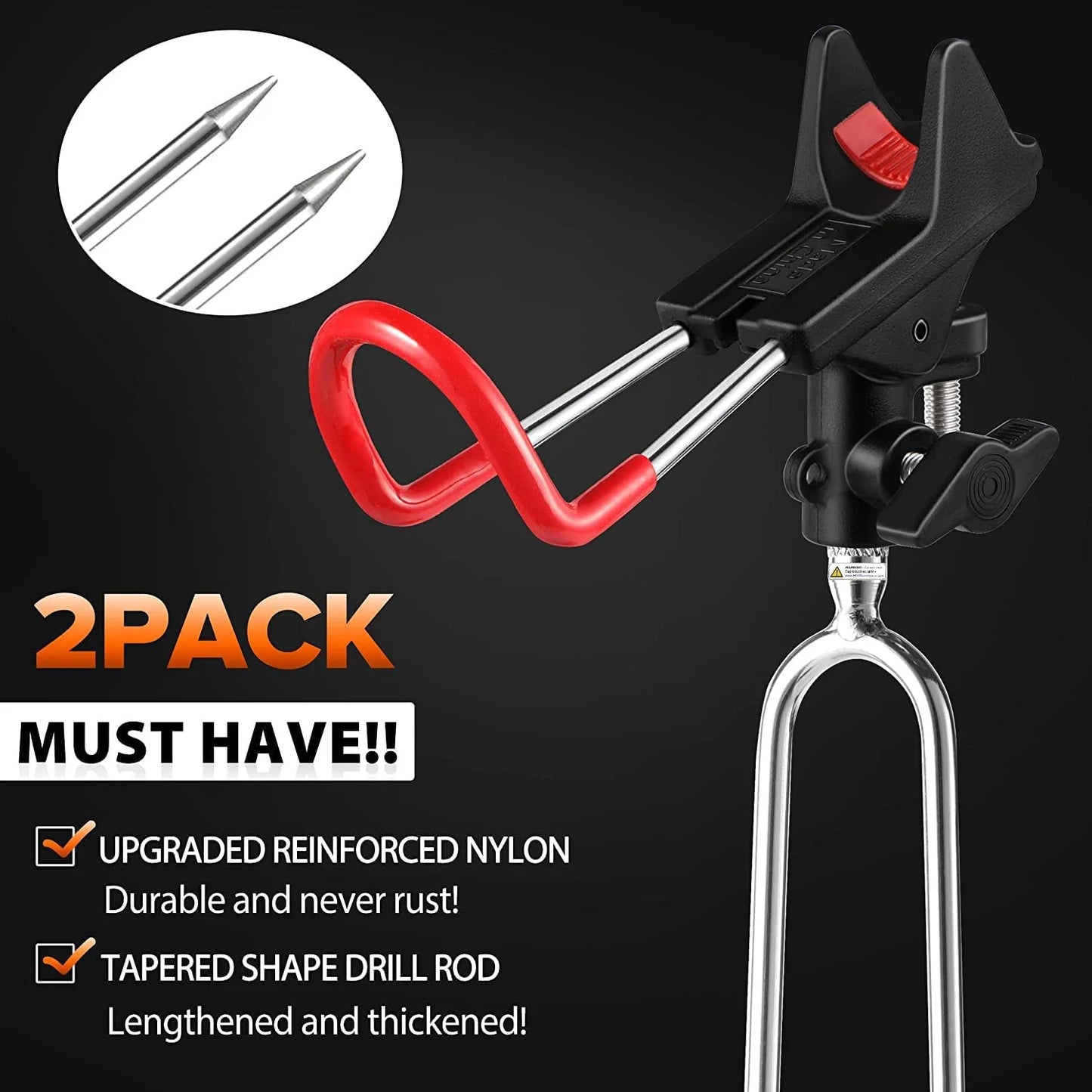 Fishing Rod Holders for Bank Fishing, Upgraded Fishing Pole Holders for Ground, 360 Degree Adjustable Fishing Pole Stand, Fishing Gear, Fishing Gifts for Men, 2 Pack