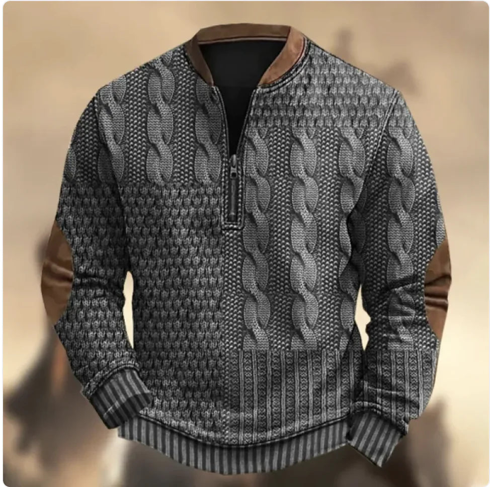 Men's 3D Printed Half-Zip Sweater