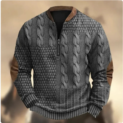 Men's 3D Printed Half-Zip Sweater