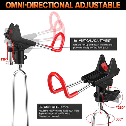 Fishing Rod Holders for Bank Fishing, Upgraded Fishing Pole Holders for Ground, 360 Degree Adjustable Fishing Pole Stand, Fishing Gear, Fishing Gifts for Men, 2 Pack