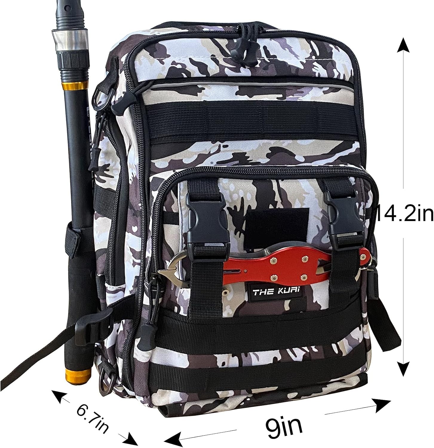 Fishing Tackle Backpack Storage Bag Outdoor Shoulder Backpack Waterproof Cross Body Sling Bag Fishing Gear Bag with Rod Holder (Green Camo + Tackle Box)