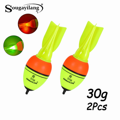 Luminous Fish Floats Rocket Shape 2Pcs with 6 Size -High Density Foam Material for 30-100G Buoyancy Fishing Gear ﻿