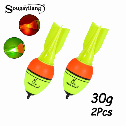 Luminous Fish Floats Rocket Shape 2Pcs with 6 Size -High Density Foam Material for 30-100G Buoyancy Fishing Gear ﻿