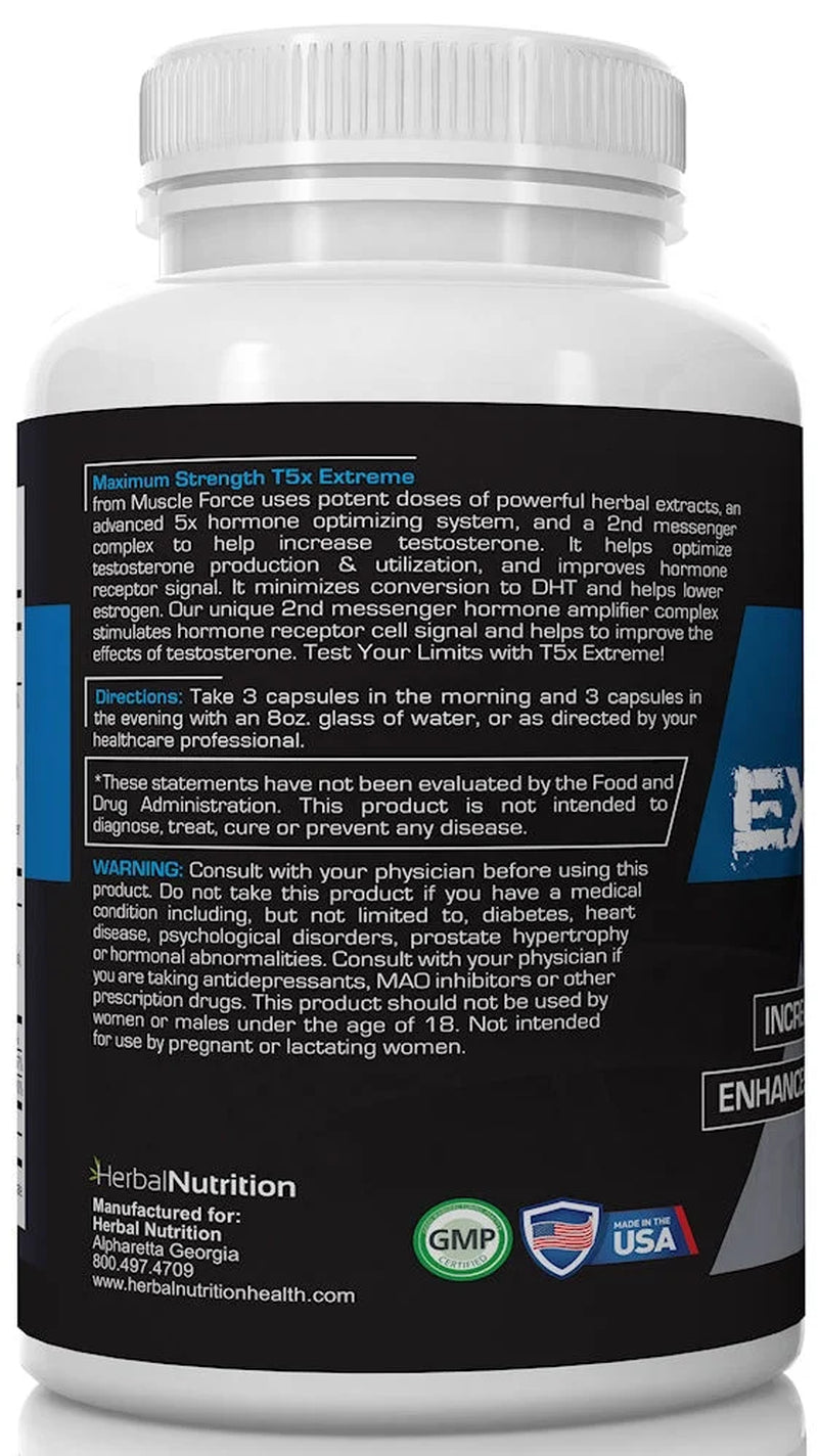 Two Pack - T5X Extreme Testosterone Booster for Men Sexual Potency Increase Testosterone 30% 360 Capsules