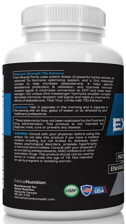 Two Pack - T5X Extreme Testosterone Booster for Men Sexual Potency Increase Testosterone 30% 360 Capsules