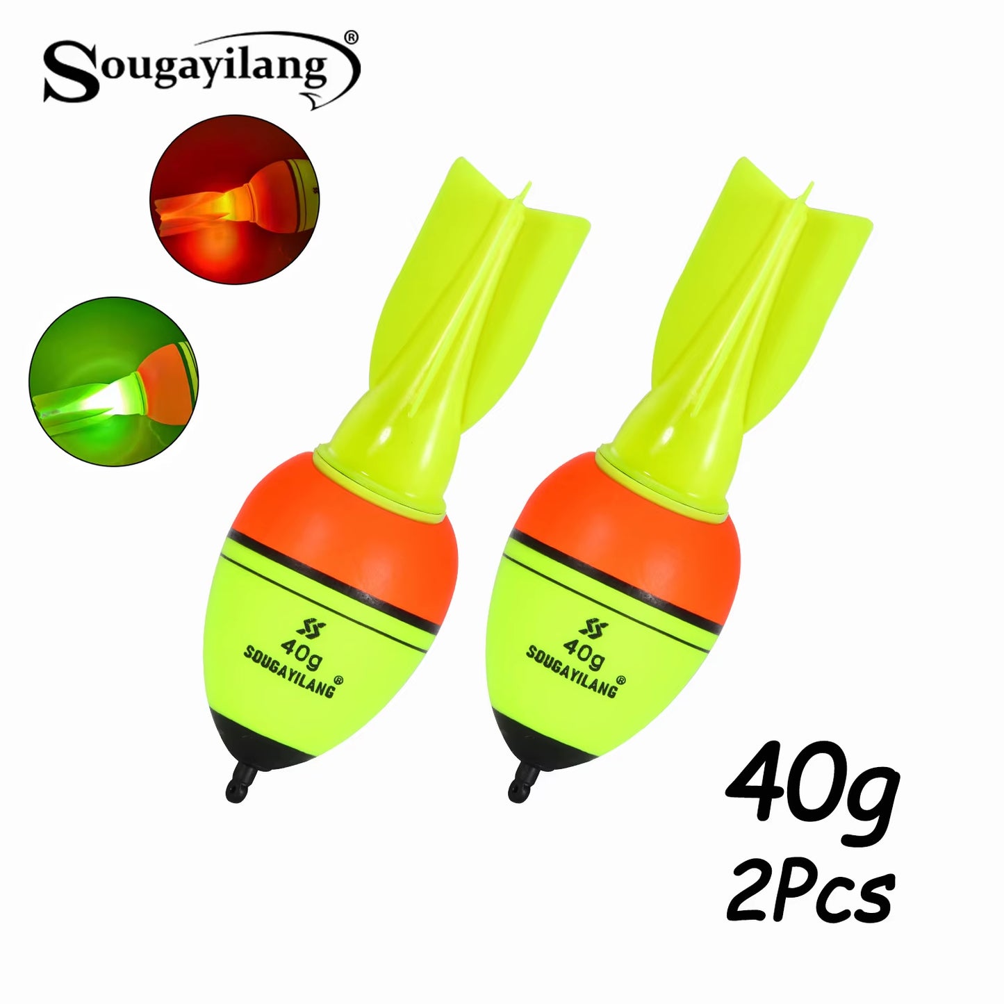 Luminous Fish Floats Rocket Shape 2Pcs with 6 Size -High Density Foam Material for 30-100G Buoyancy Fishing Gear ﻿