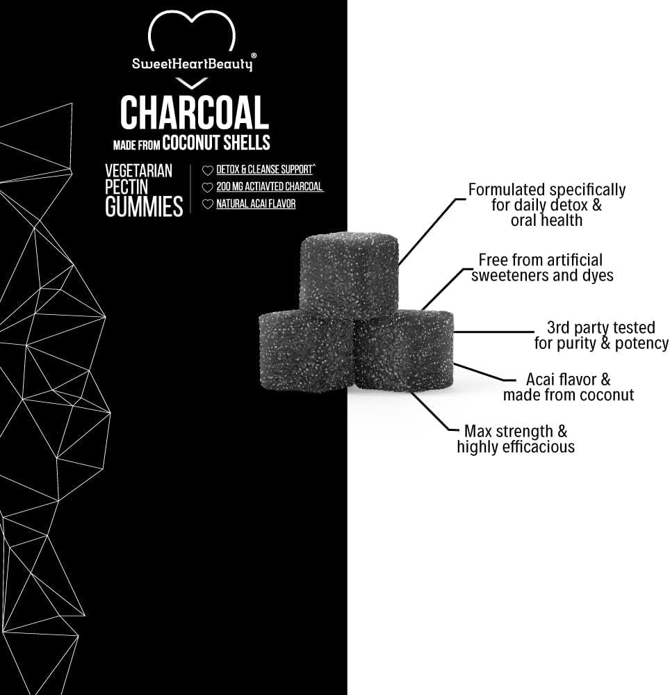 Activated Charcoal Gummies - Natural Coconut Shell Charcoal Gummy Supplements Fo