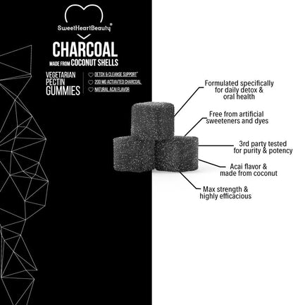 Activated Charcoal Gummies - Natural Coconut Shell Charcoal Gummy Supplements Fo
