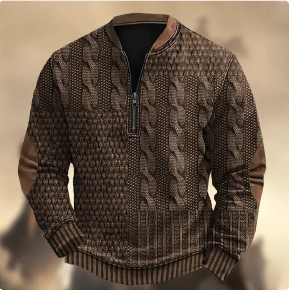 Men's 3D Printed Half-Zip Sweater